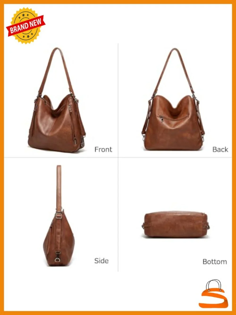 Vegan Leather Convertible Backpack Hobo Tote Bag Set with Crossbody & Wristlet